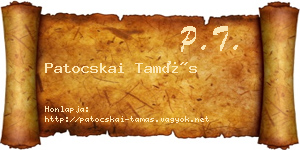 Patocskai Tamás névjegykártya